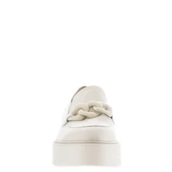 Lizi Italian Off White Chain Wedge Loafers