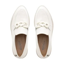 Lizi Italian Off White Chain Wedge Loafers