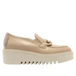 Lizi Taupe Leather Platform Loafers