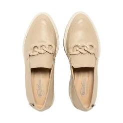 Lizi Taupe Leather Platform Loafers