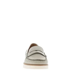 Lucentia Grey Leather Wedge Loafers