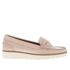 Lucentia Nude Leather Wedge Loafers