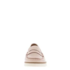 Lucentia Nude Leather Wedge Loafers