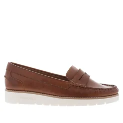 Lucentia Tan Leather Wedge Loafers