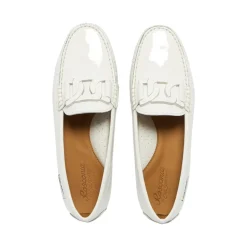 Martedi White Patent Leather Driving Loafers