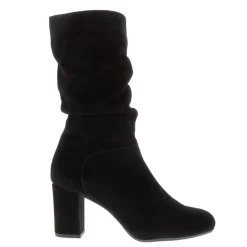 Mathilde Black Suede Ruched Ankle Boots