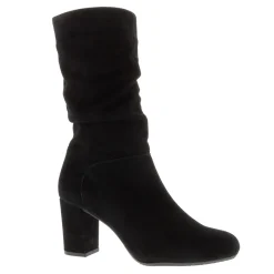 Mathilde Black Suede Ruched Ankle Boots