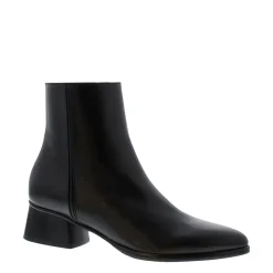 Megan Black Leather Ankle Boots