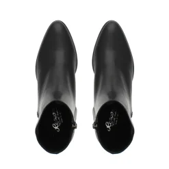Megan Black Leather Ankle Boots
