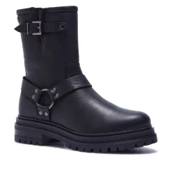 Molize Black Leather Ankle Boots
