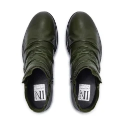 Natalia Green Leather Ankle Boots