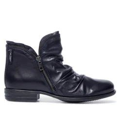 Natalia Navy Leather Ankle Boots