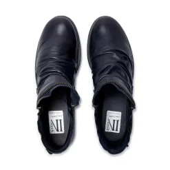 Natalia Navy Leather Ankle Boots