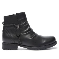 Nataria Black Leather Ankle Boots