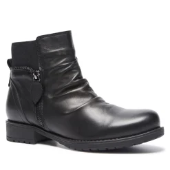 Nataria Black Leather Ankle Boots