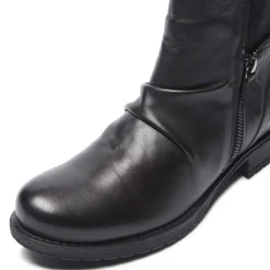 Nataria Black Leather Ankle Boots
