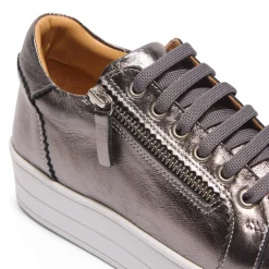 Norina Silver Leather Platform Trainers