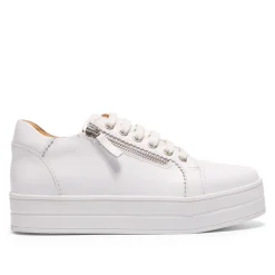 Norina White Leather Platform Trainers