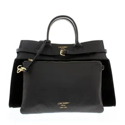 Obarini Black Italian Suede Box Bag