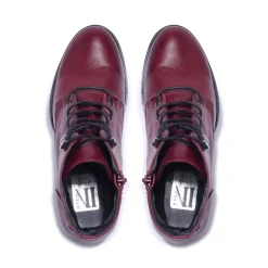 Ocean Bordo Leather Ankle Boots