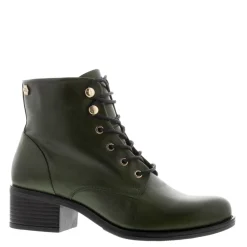 Ocean Green Leather Lace Up Ankle Boots