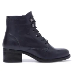 Ocean Navy Leather Ankle Boots