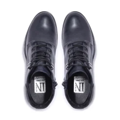 Ocean Navy Leather Ankle Boots