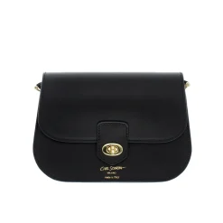 Orsina Black Italian Leather Shoulder Bag