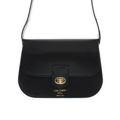 Orsina Black Italian Leather Shoulder Bag