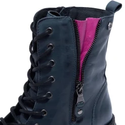 Paulette Navy Pink Leather Ankle Boots