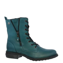 Paulette Teal Lace-Up Ankle Boots