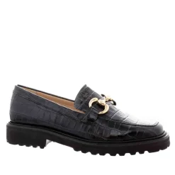 Petal Croc Leather Snaffle Loafers