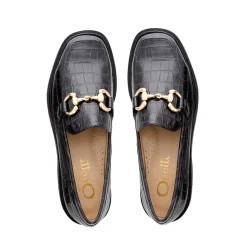 Petal Croc Leather Snaffle Loafers