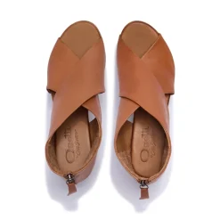 Piacere Tan Leather Crossover Sandals