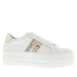 Polina Stripe Gold Platform Leather Trainers