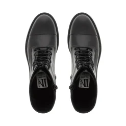 Rosemarie Black Leather Lace Up Ankle Boots