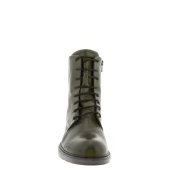 Rosemarie Green Leather Lace Up Ankle Boots