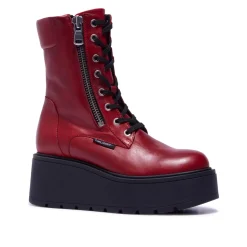 Sabbati Red Leather Ankle Boots