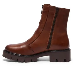 Sanica Tan Leather Zip-Up Ankle Boots
