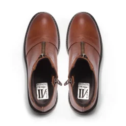 Sanica Tan Leather Zip-Up Ankle Boots