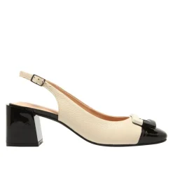 Sardinia Off White Leather Block Heel Courts