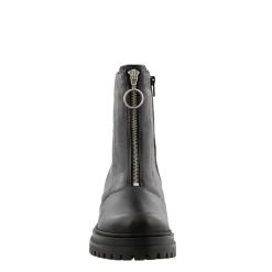 Savita Black Leather Zip-Up Ankle Boots