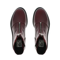 Savita Burgundy Zip-Up Leather Ankle Boots