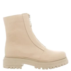 Savita Off White Leather Zip-Up Ankle Boots