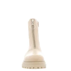 Savita Off White Leather Zip-Up Ankle Boots