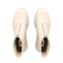 Savita Off White Leather Zip-Up Ankle Boots