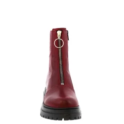 Savita Red Leather Zip-Up Ankle Boots