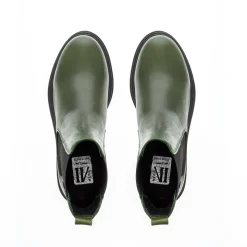Selessia Green Leather Chelsea Boots