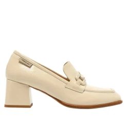 Senso Off White Leather Block Heel Loafers