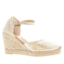 Sicily Champagne Leather Espadrille Wedge Sandals